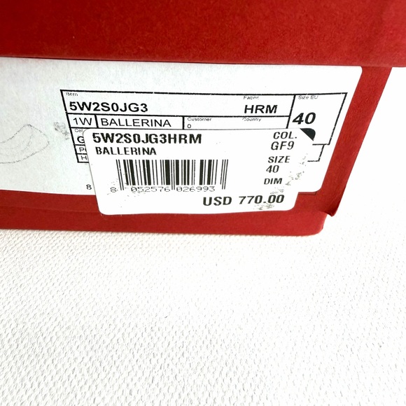 NEW Valentino Garavani Beige Vlogo Ballerina Leather Ballet Flats Size 40 $770 - Picture 9 of 11